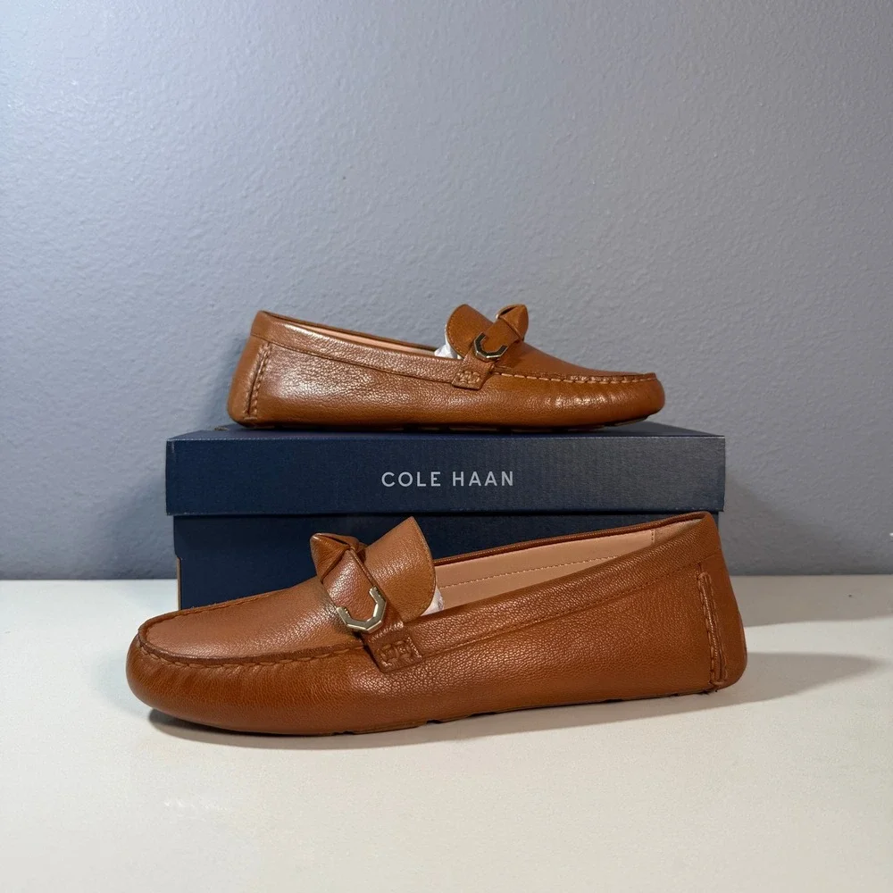 Cole Haan Evelyn Bow Driver Loafer Shoes‎ Leather Women Size 6.5